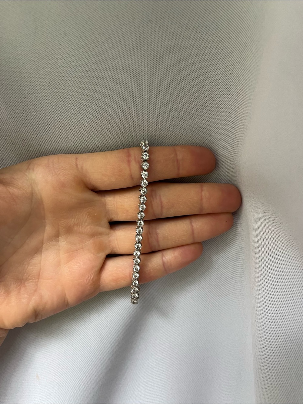 CZ Cubic Zirconia Faux Diamond Silver Tennis Bracelet